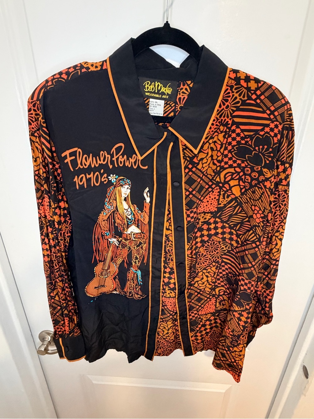 Bob Mackie vintage Graphic 'Flower Power 1970s' Button-Down Shirt
